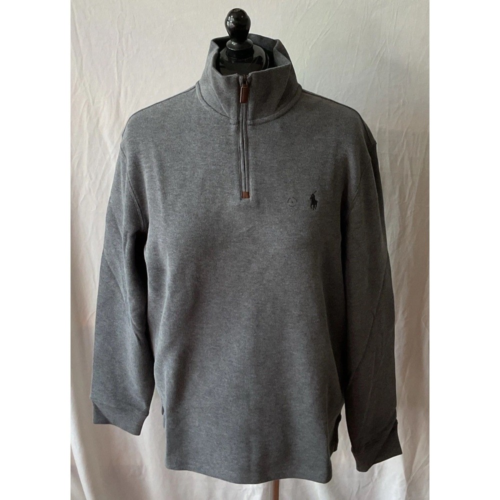 Polo Ralph Lauren Mens Grey Quarter Zip Pullover Sweater Large NEW